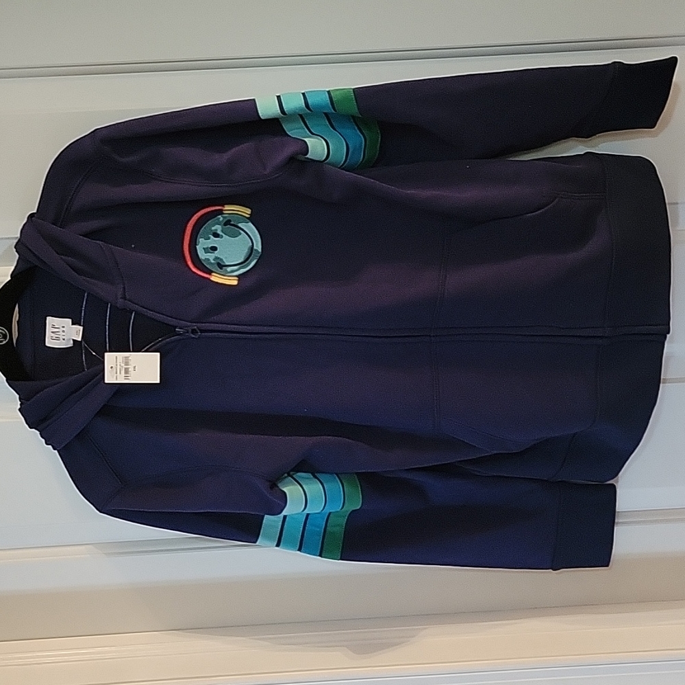 Gap navy smiley world with head phones hooded zipper sweatshirt xxl